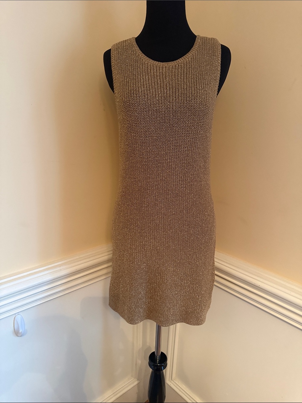Lauren Ralph Lauren Ribbed‎ Sleeveless Knit Gold Metallic Tunic Size Large